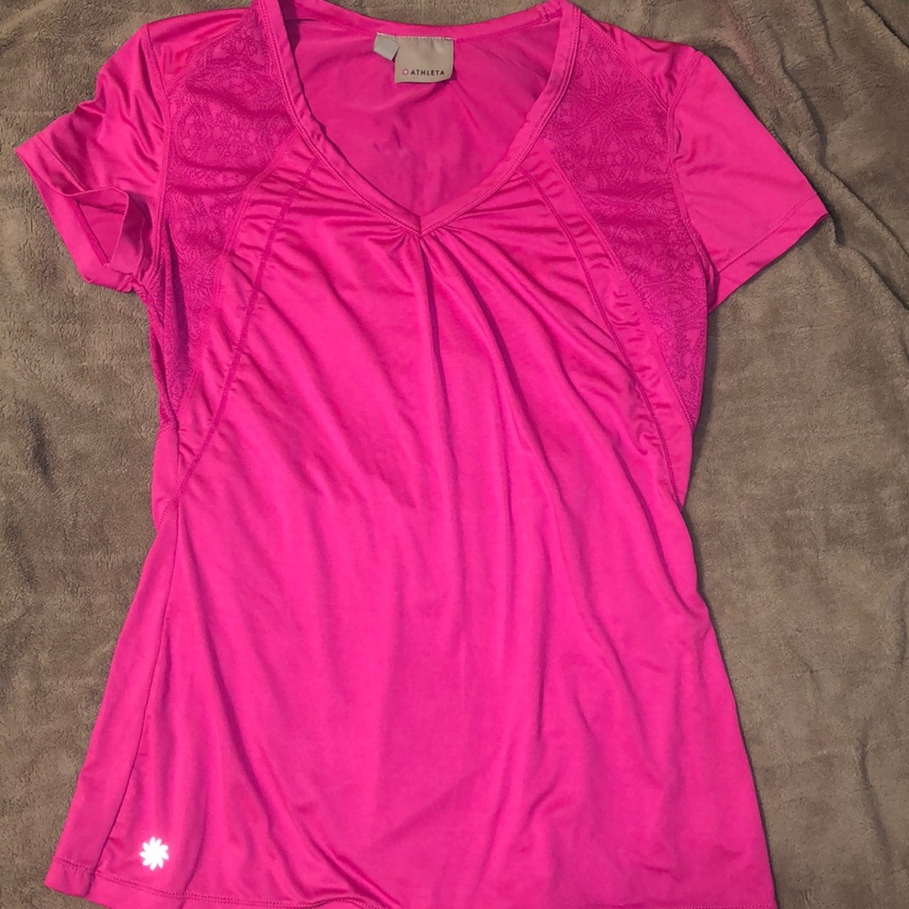 Hot Pink Athleta V-Neck Workout Top